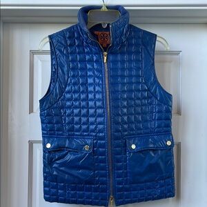 Tory Burch Blue Quilted Vest, size xs
